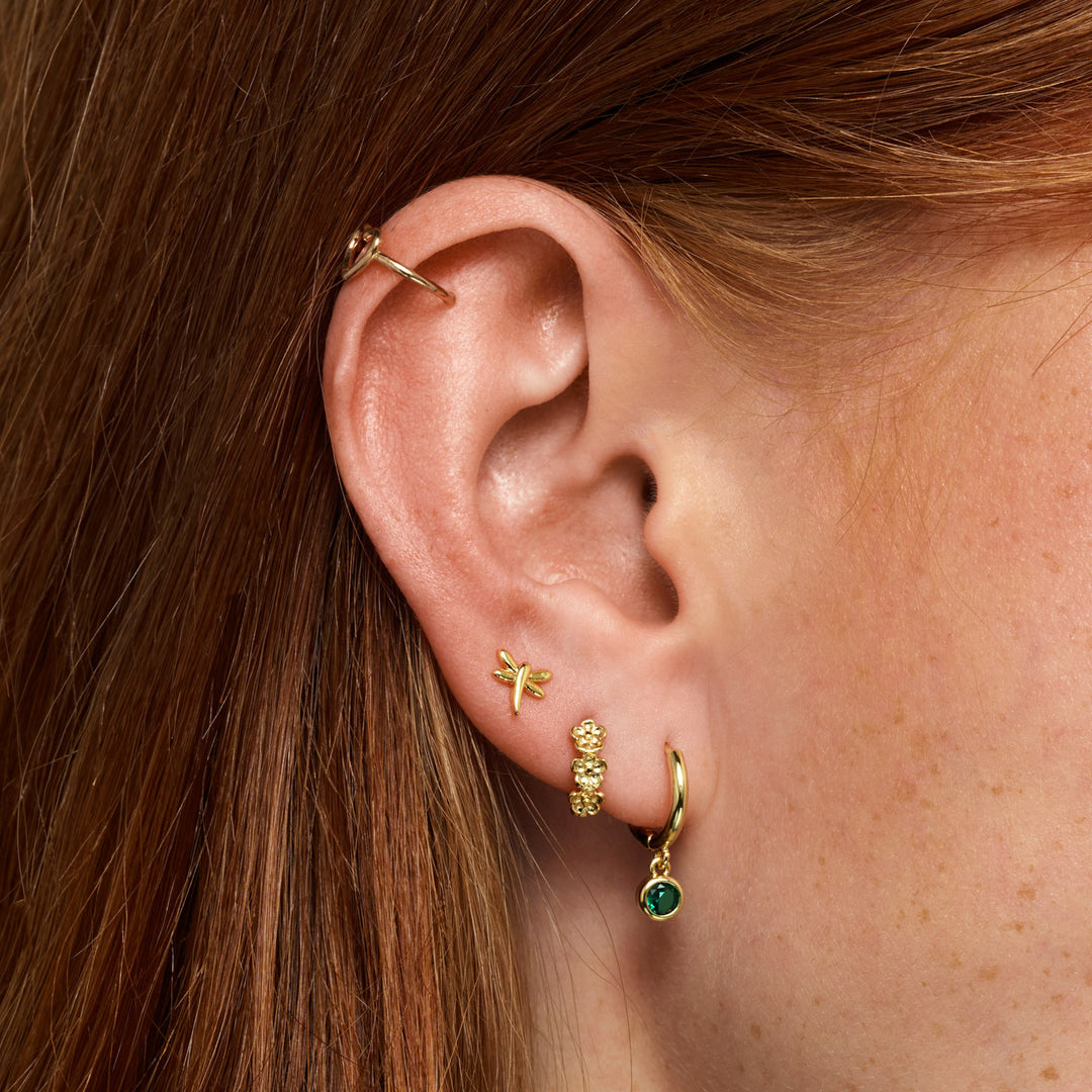 Brave - Green Crystal Hoop Earrings